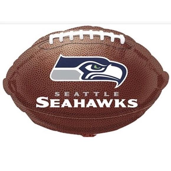 Seattle Seahawks NFL Foil Balloons 2-Pack Football Shape Party Decor 17”x12” - Picture 3 of 6